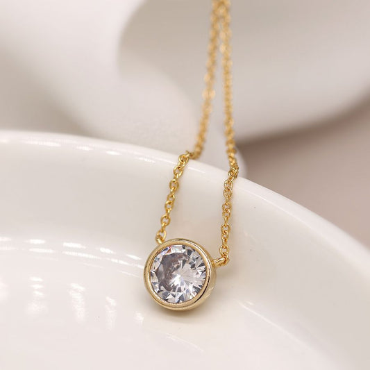 CZ  Crystal Faux Gold Plated Necklace