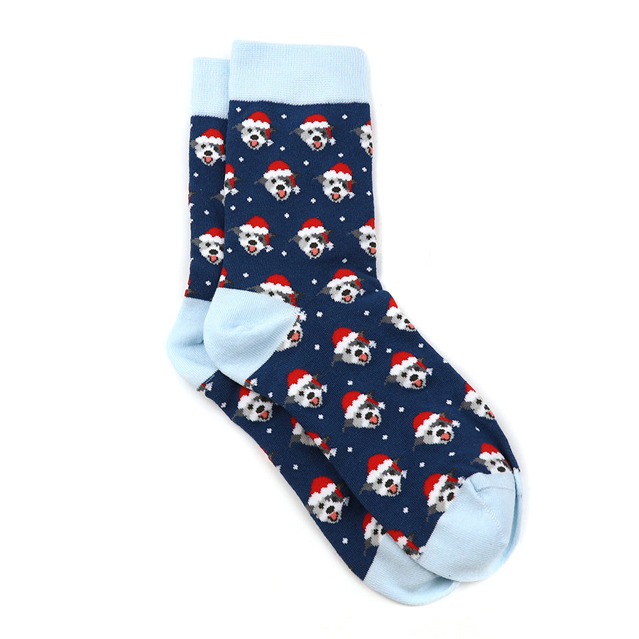CHRISTMAS DOGS RECYCLED ANKLE SOCKS