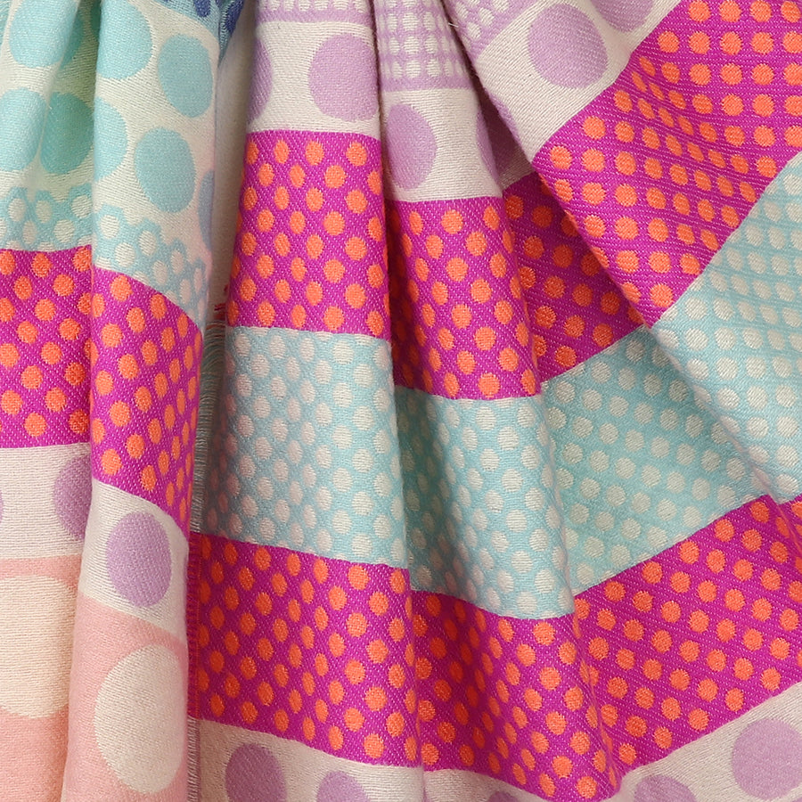 REVERSIBLE PINK AND AQUA MIX POLKADOT PRINT SCARF