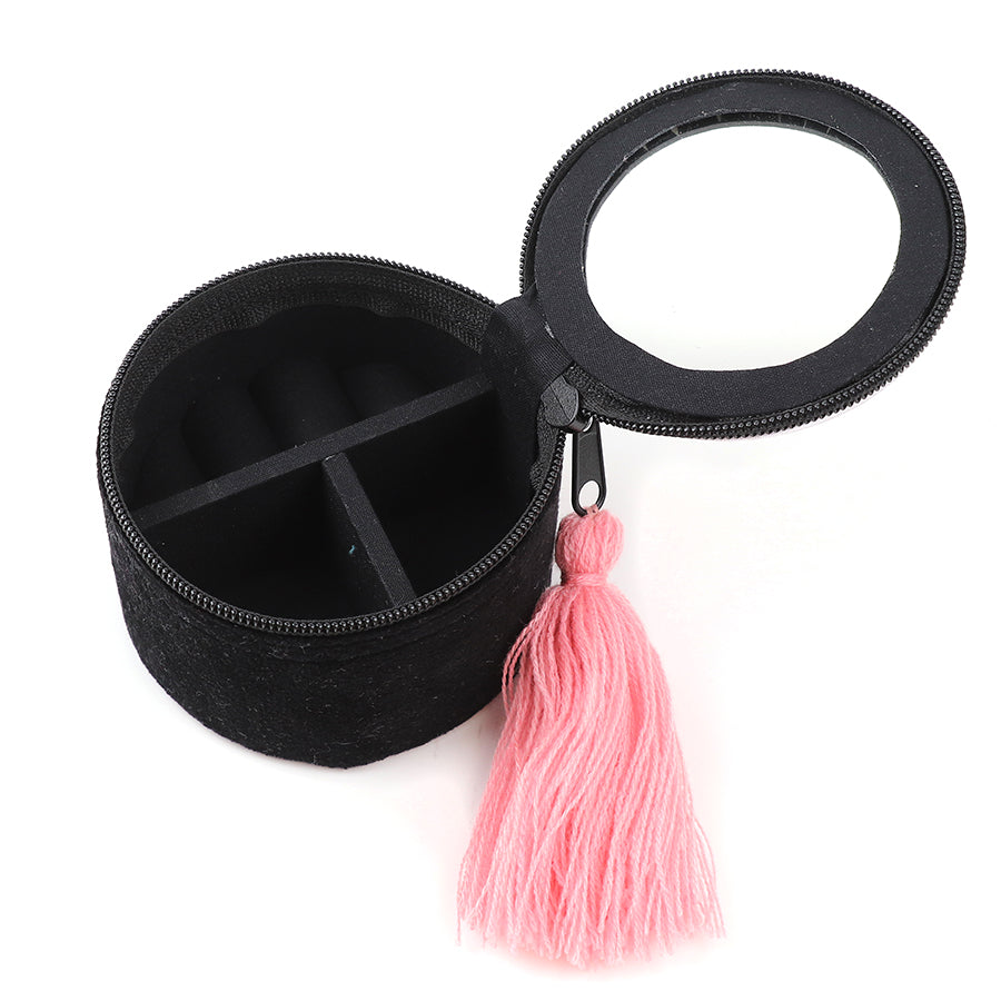 Black velvet and pink mix tropical bird embroidered trinket box