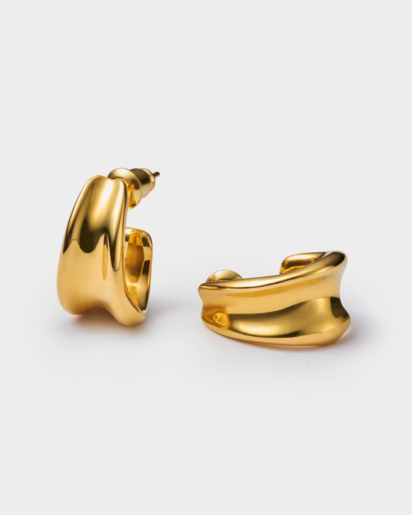 Molten Gold Hammered Hoop Waterproof Earrings