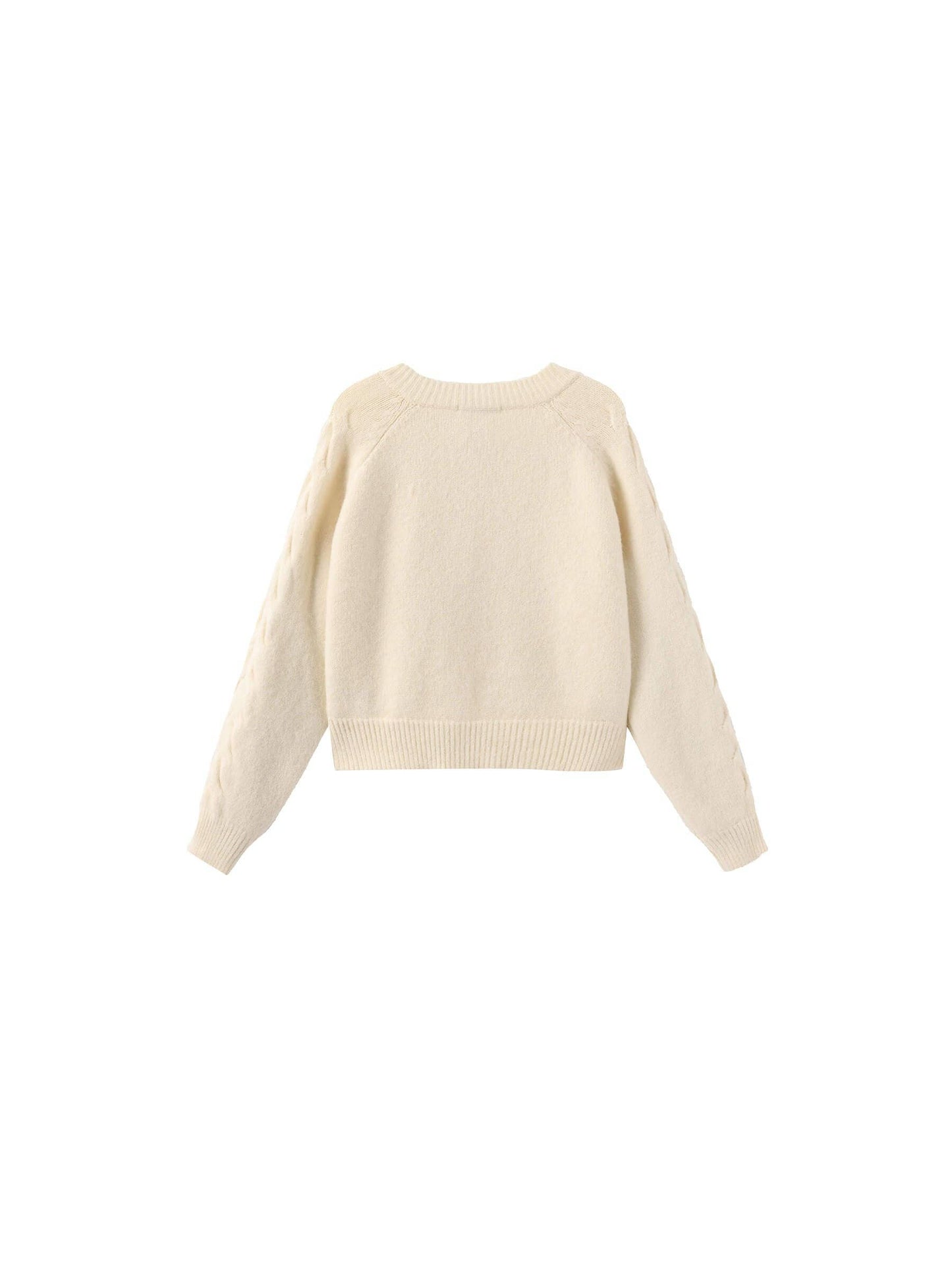 Crew Neck Short Knit Cardigan : DarkRed / UN