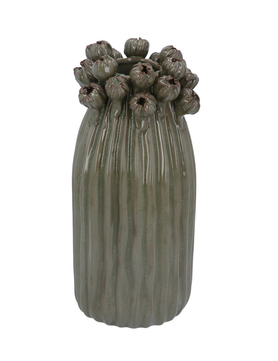 Green porcelain seed head Vase small