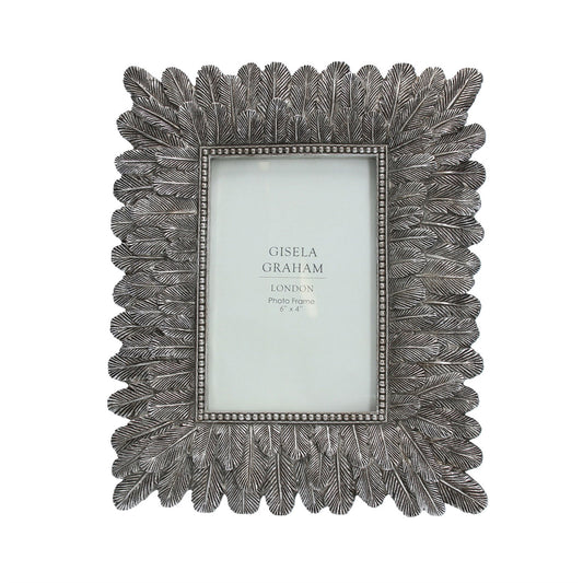 Resin Photo Frame (4x6) - Silver/Feathers