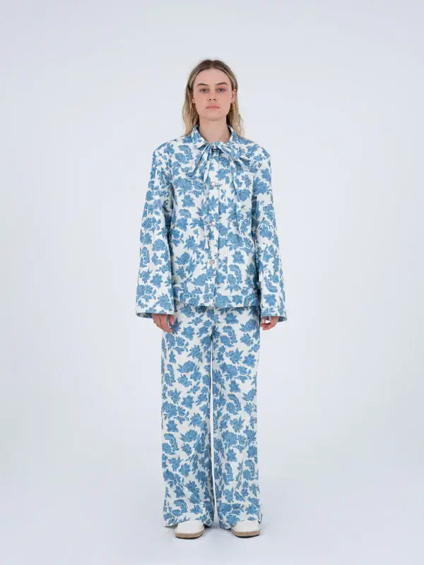 Brook Flower Printed Denim Jeans: M