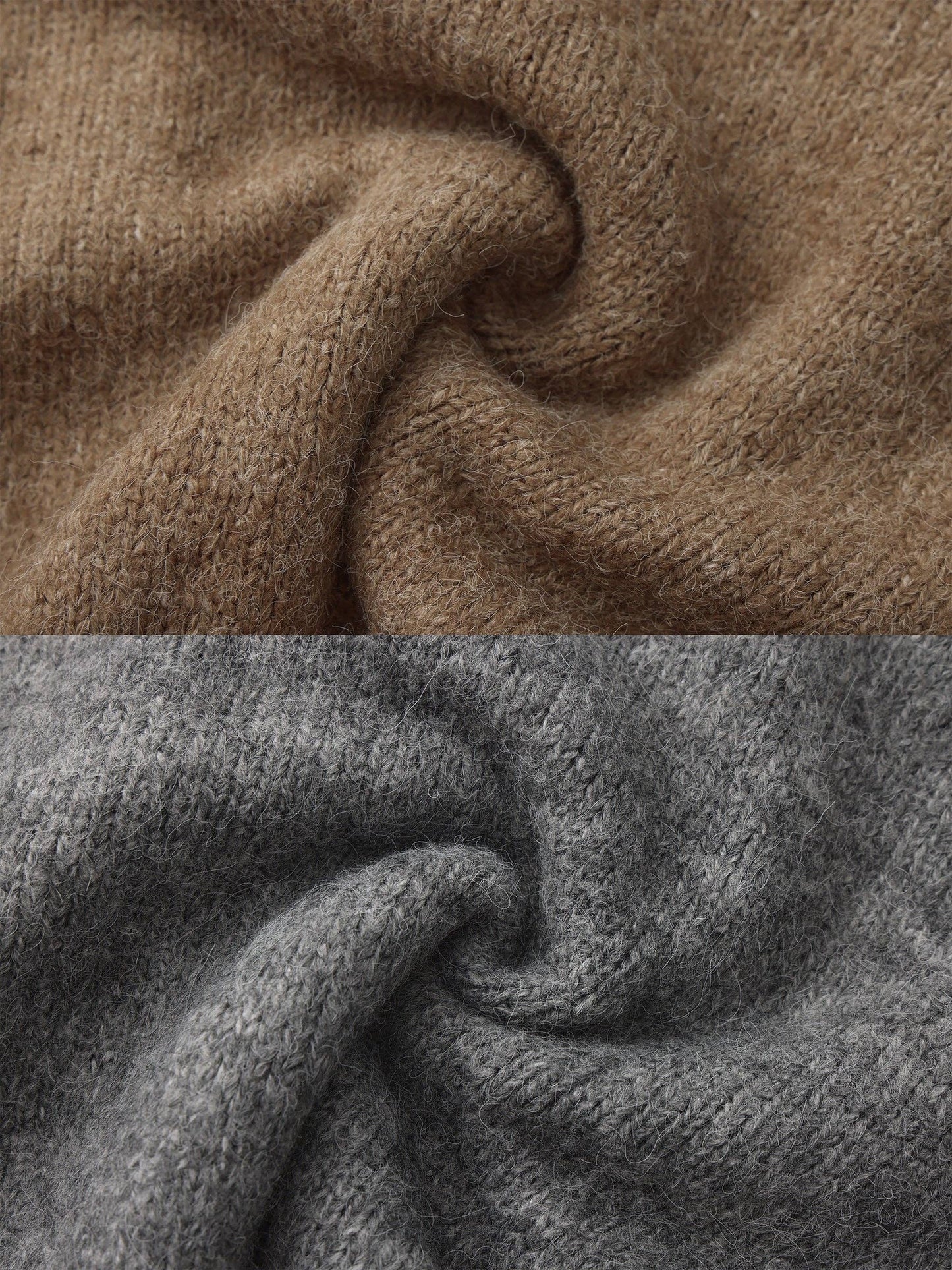 Retro Stand Collar Zip-Up Cardigan: Khaki / M