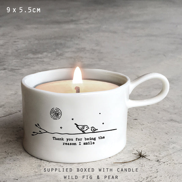 Handled candle holder - Thank You Smile
