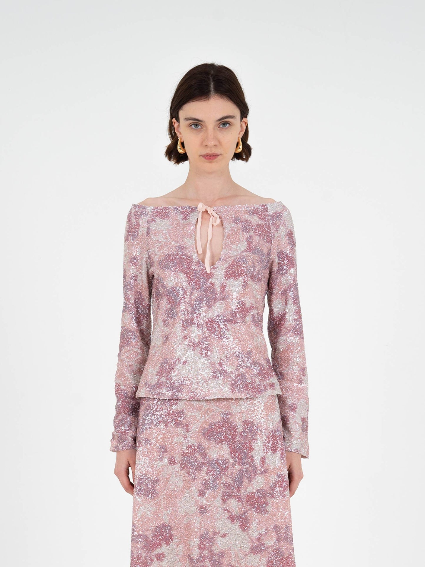 Star Printed Sequin Top: M