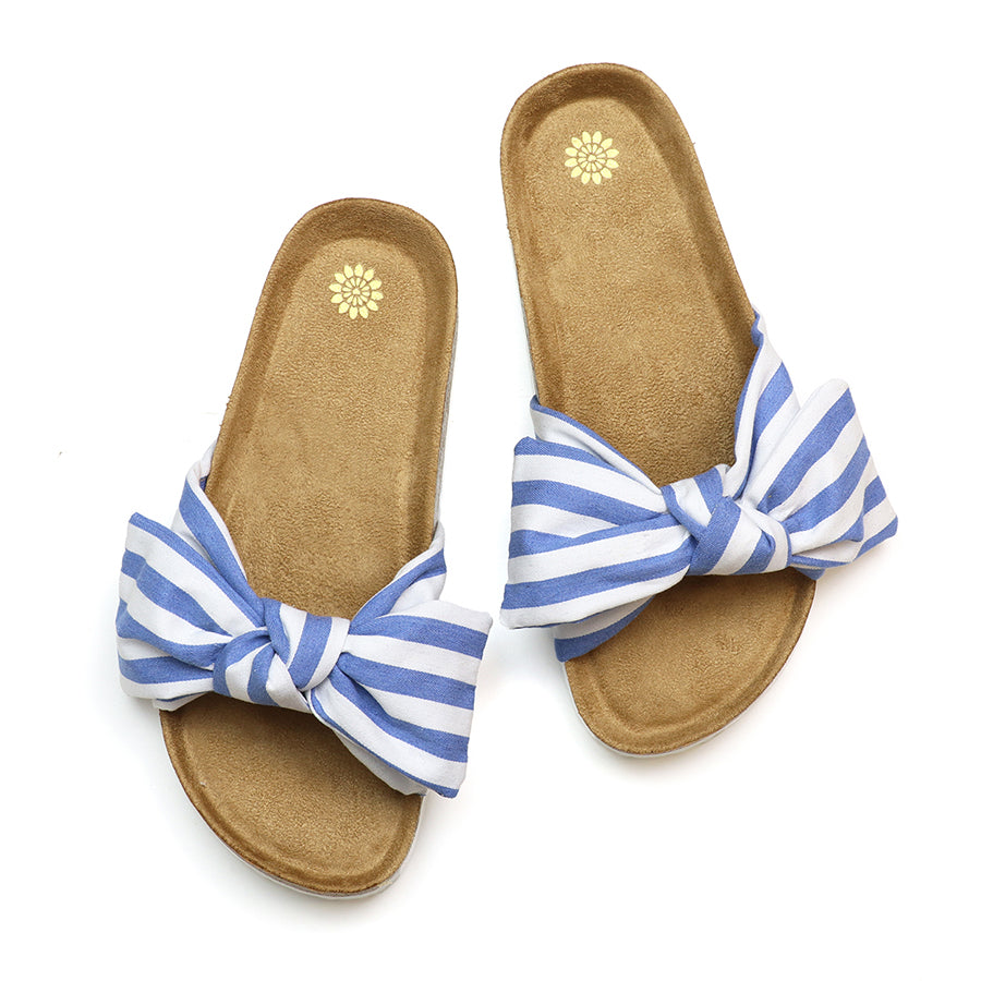 Blue and white striped sliders