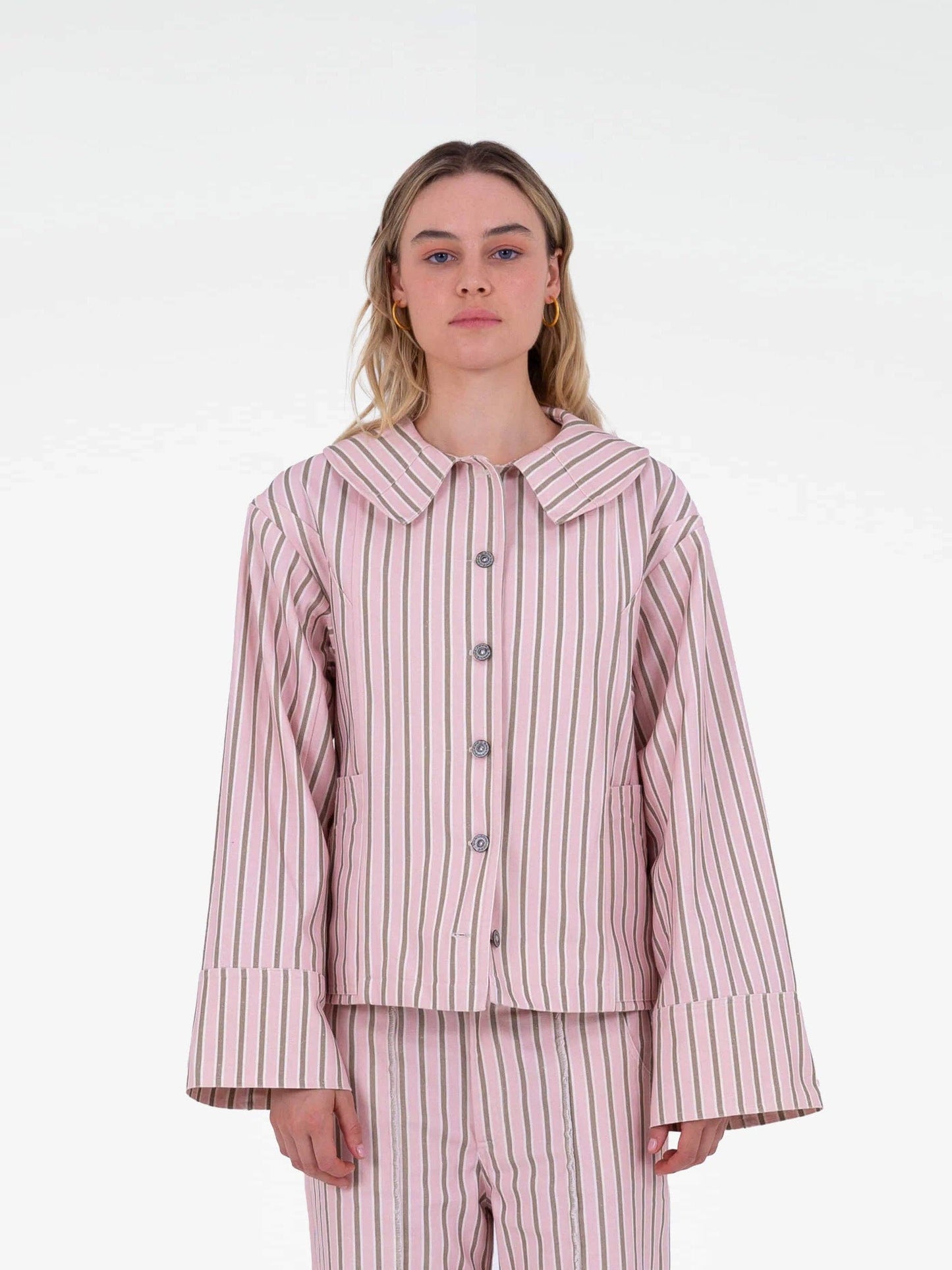 Ethereal Striped Denim Jacket: L