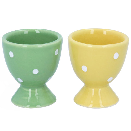 Ceramic Green/Yellow Polka Dot Egg Cup
