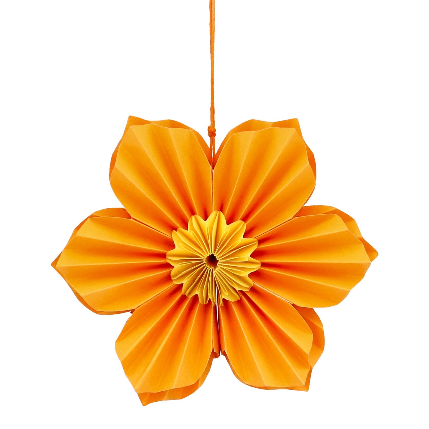 Orange Six Petal Paper Flower Dec, Med