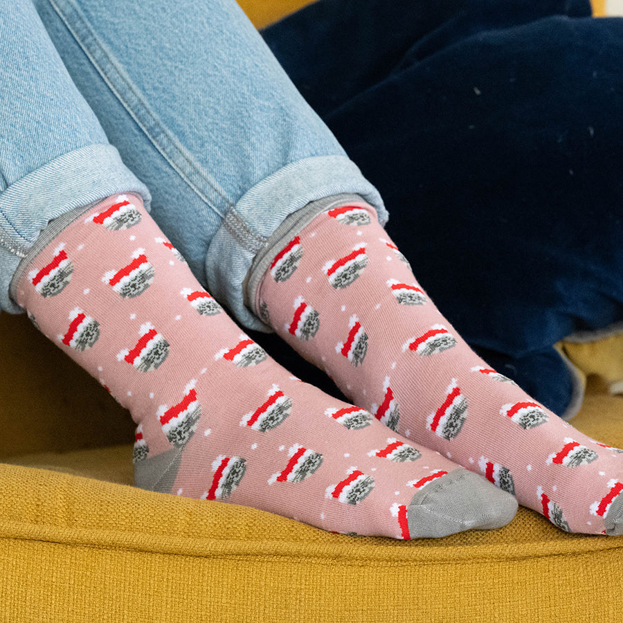 Christmas Cats Recycled Ankle Socks