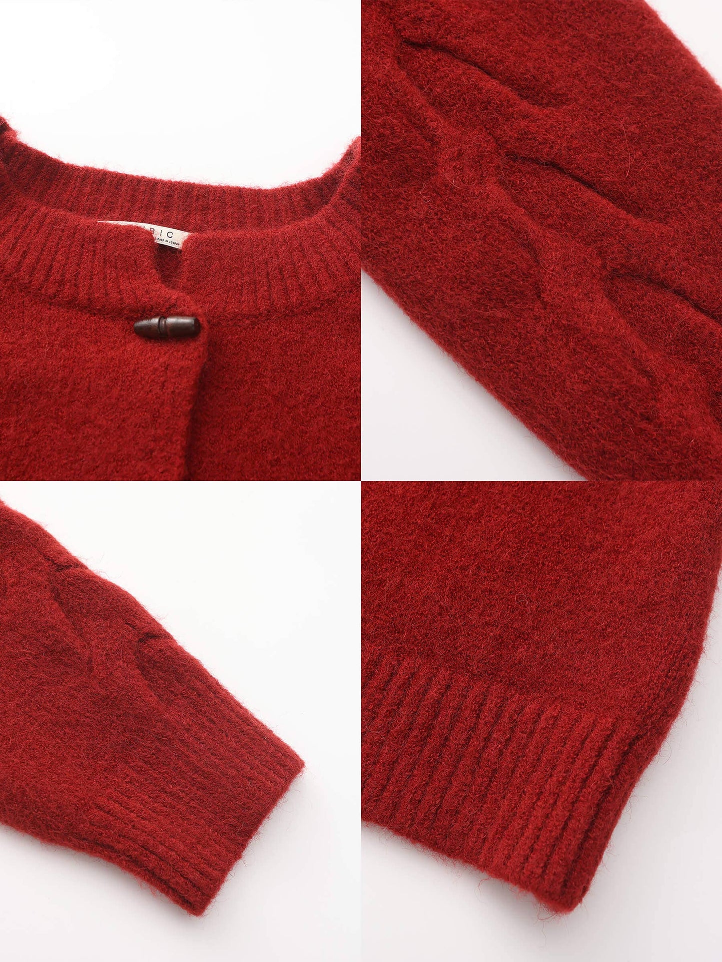 Crew Neck Short Knit Cardigan : DarkRed / UN