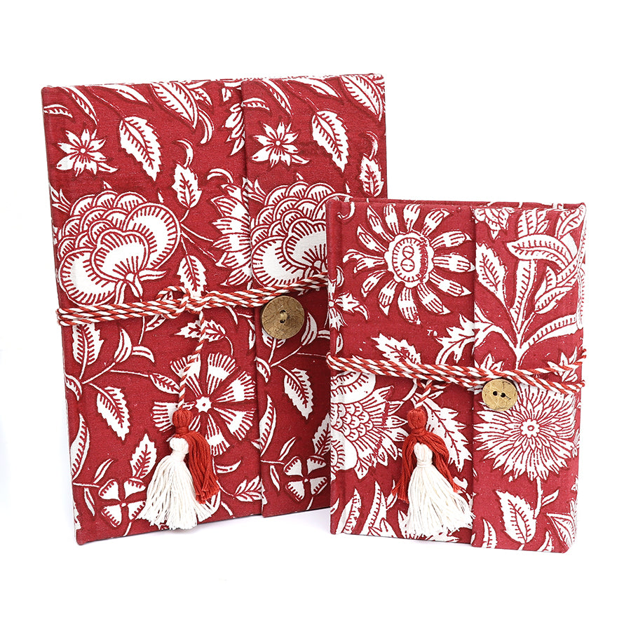 Red Botanical Notebook Set