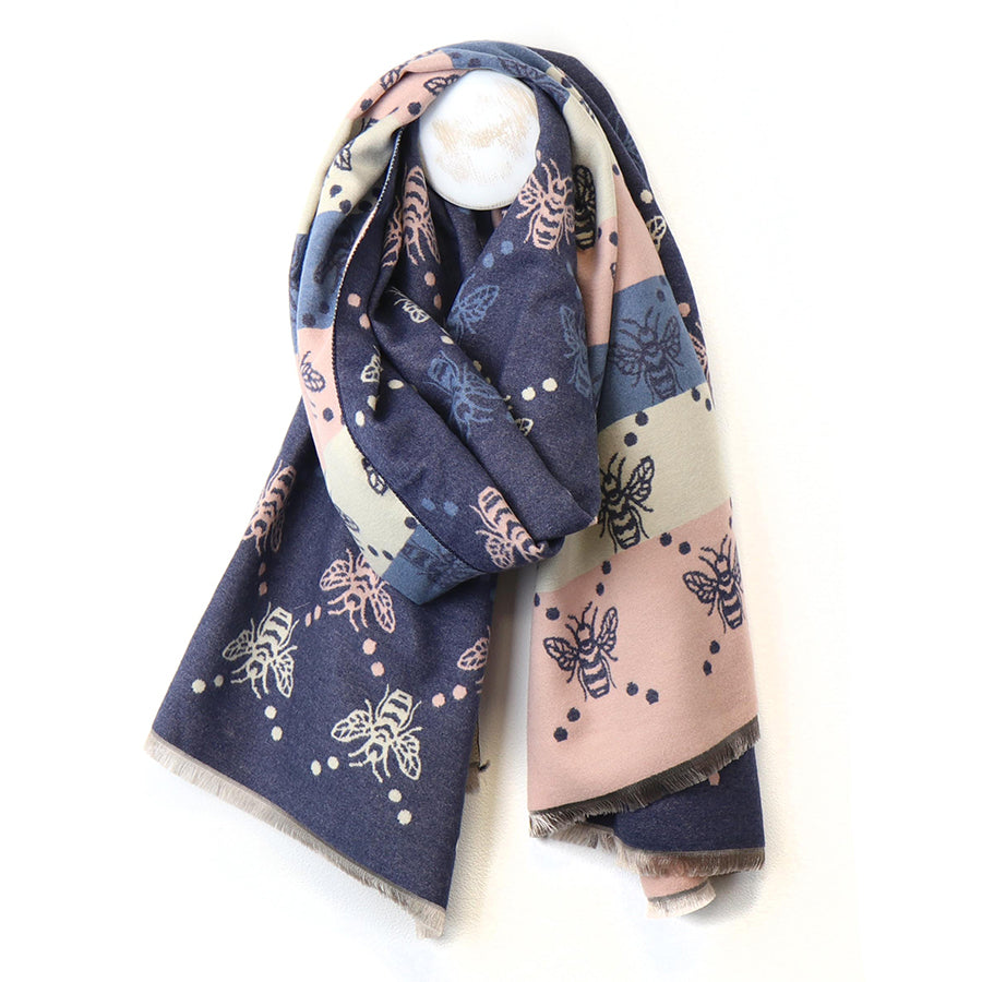 BLUE MIX BEE STRIPE JACQUARD SCARF