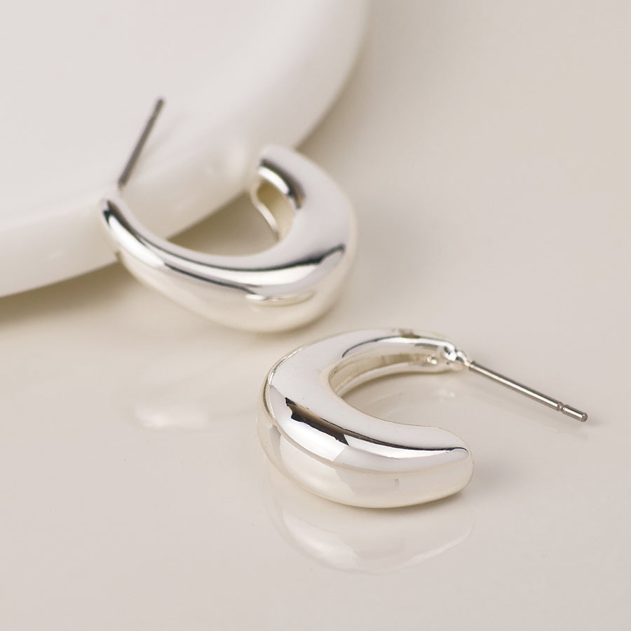 Silver plated smooth curve earrings