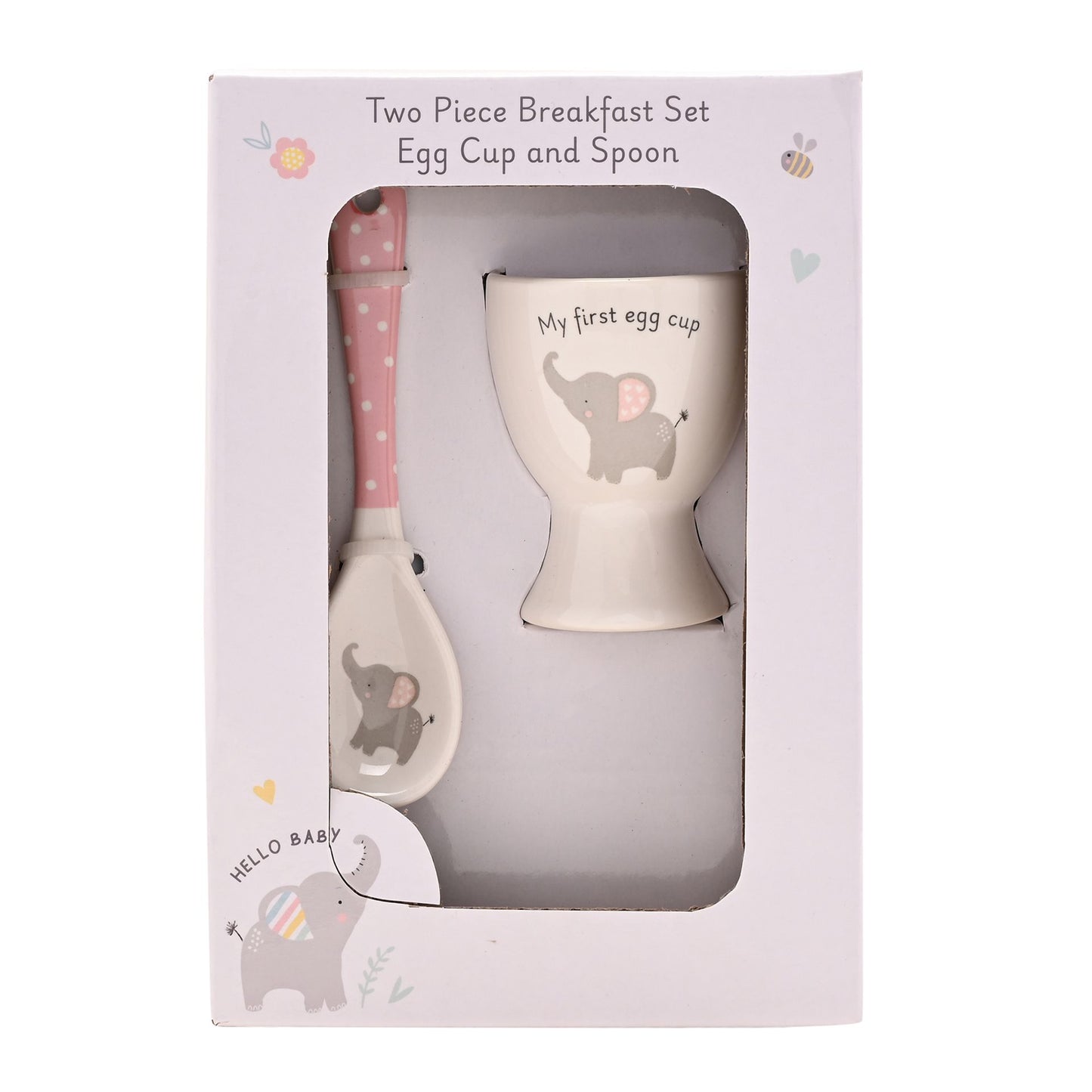 Hello Baby 2 Piece Egg Cup & Spoon Set Pink