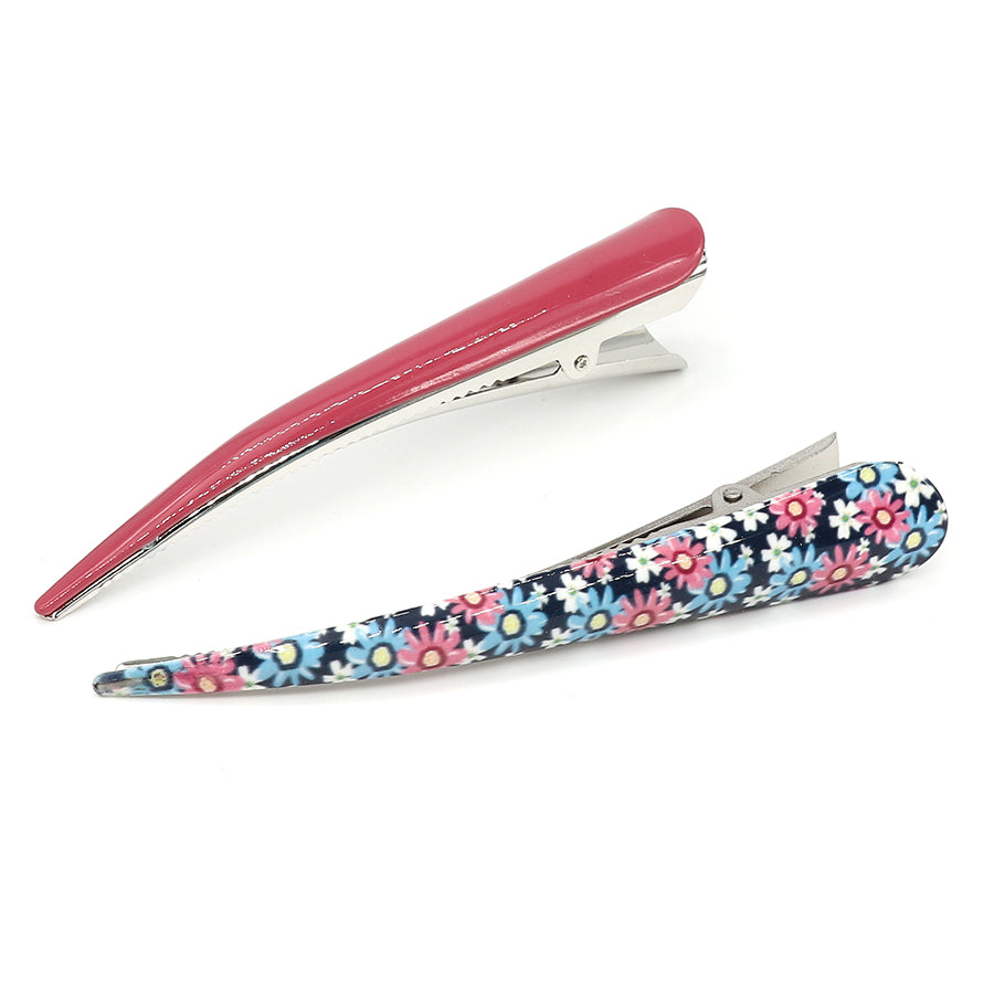 Pink and blue mix floral mix clip duo