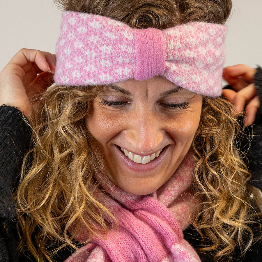 Recycled Blend Pink and White Scandi Flower Headband