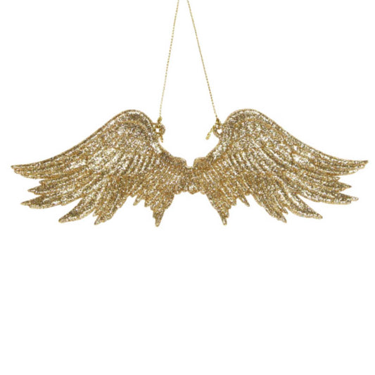 Acrylic Dec 18.5cm - Gold Glitter Wings