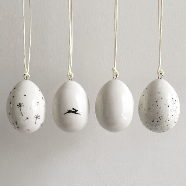 Hanging Porcelain Egg - White