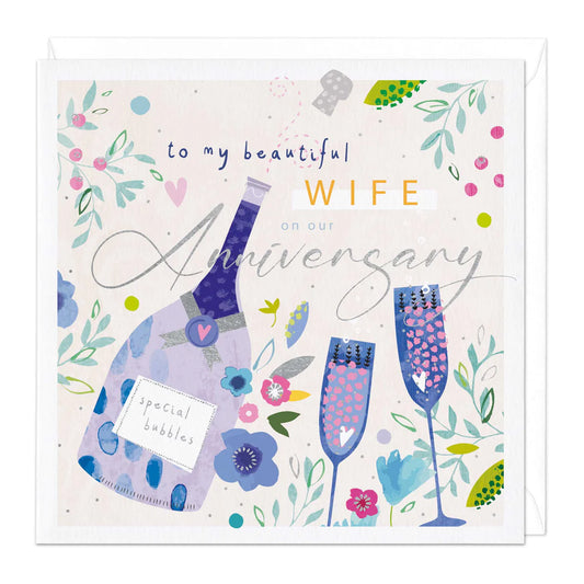 Bubbles Wife Anniversary Card