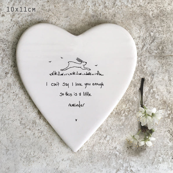 Porcelain Heart Coaster Cant Say I Love You Enough