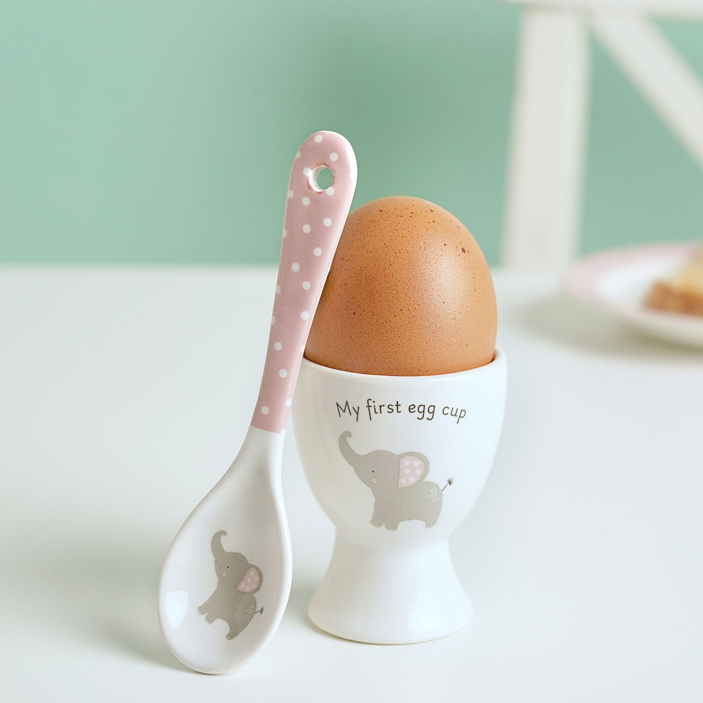 Hello Baby 2 Piece Egg Cup & Spoon Set Pink