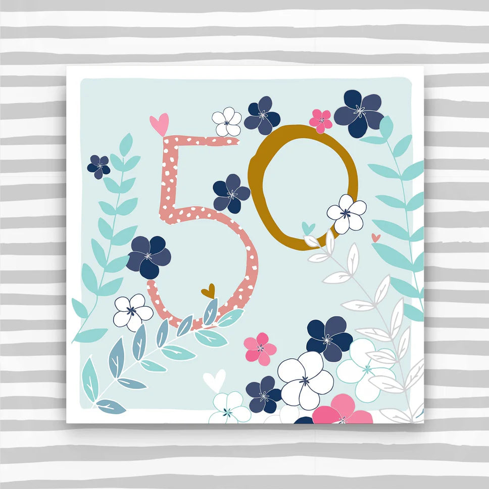 50th Birthday card - flowers