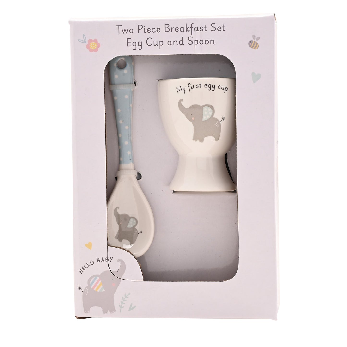 Hello Baby 2 Piece Egg Cup & Spoon Set Blue