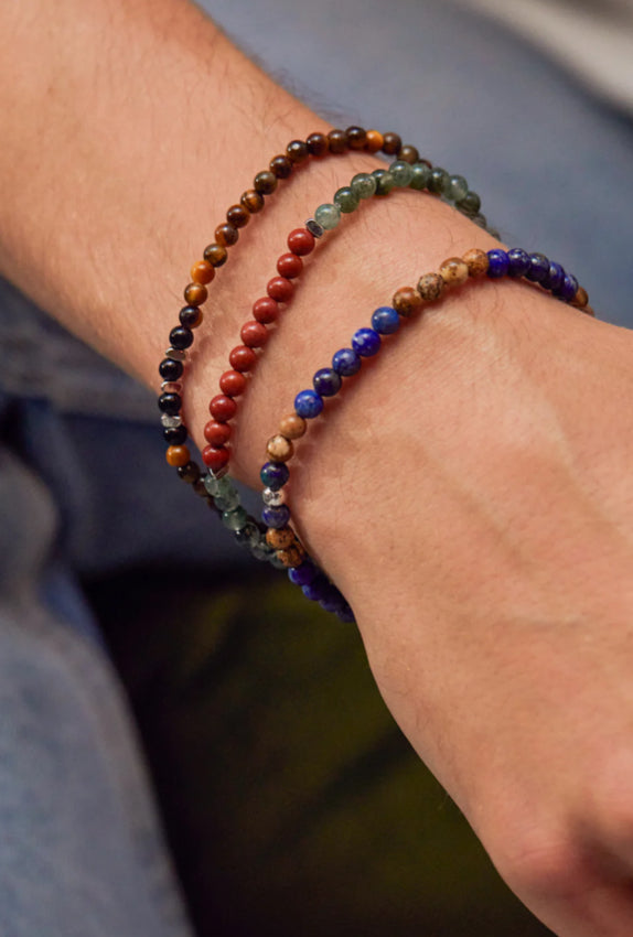 Moss Agate and Red Jasper Beaded Bracelet