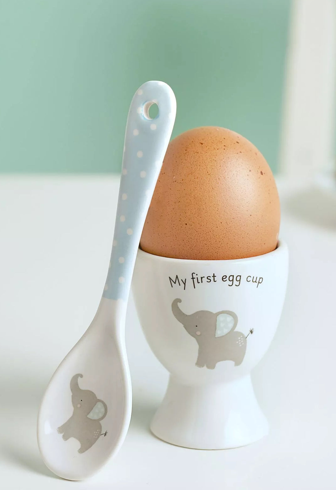 Hello Baby 2 Piece Egg Cup & Spoon Set Blue