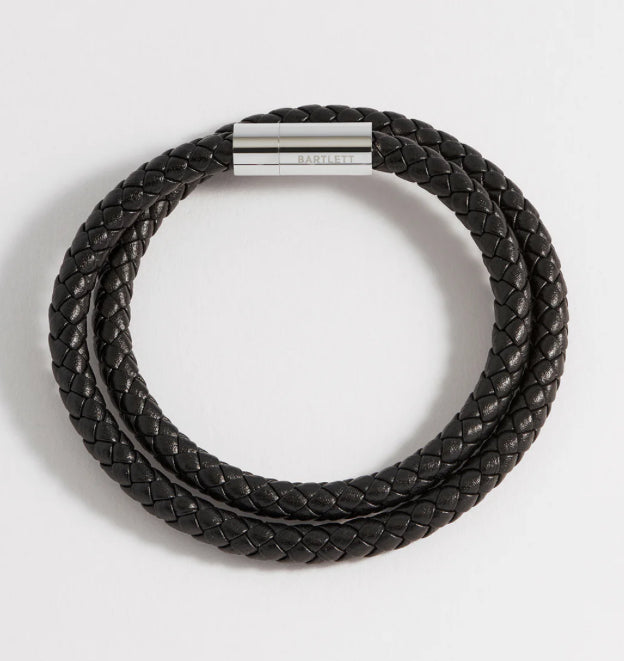 Black Leather Double Wrap Bracelet