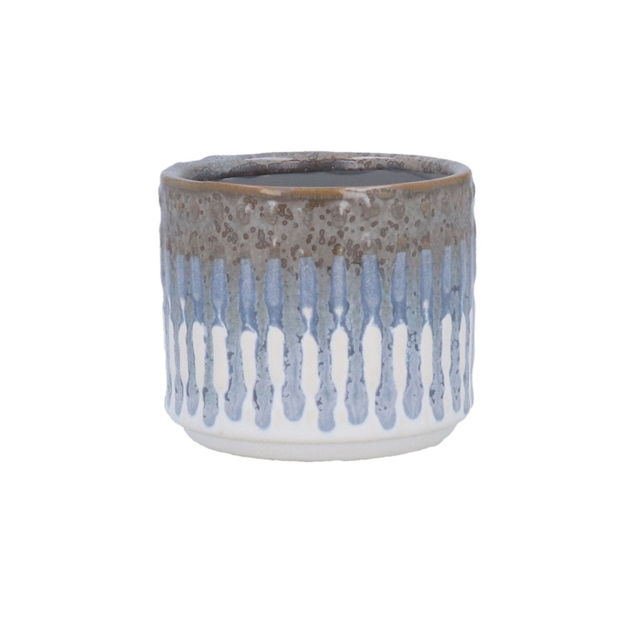Brown blue reactive glaze pot mini
