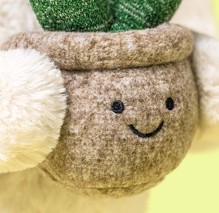 Cream Bunny with Plant