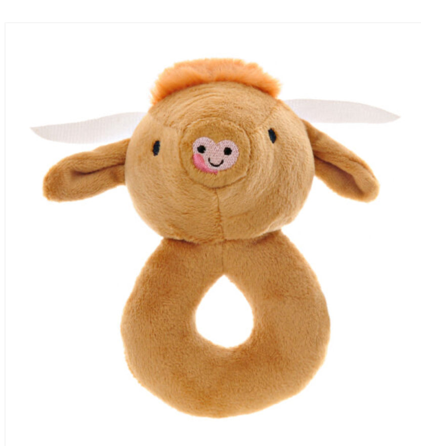 Highland Cow Plush Christmas Baby Rattle
