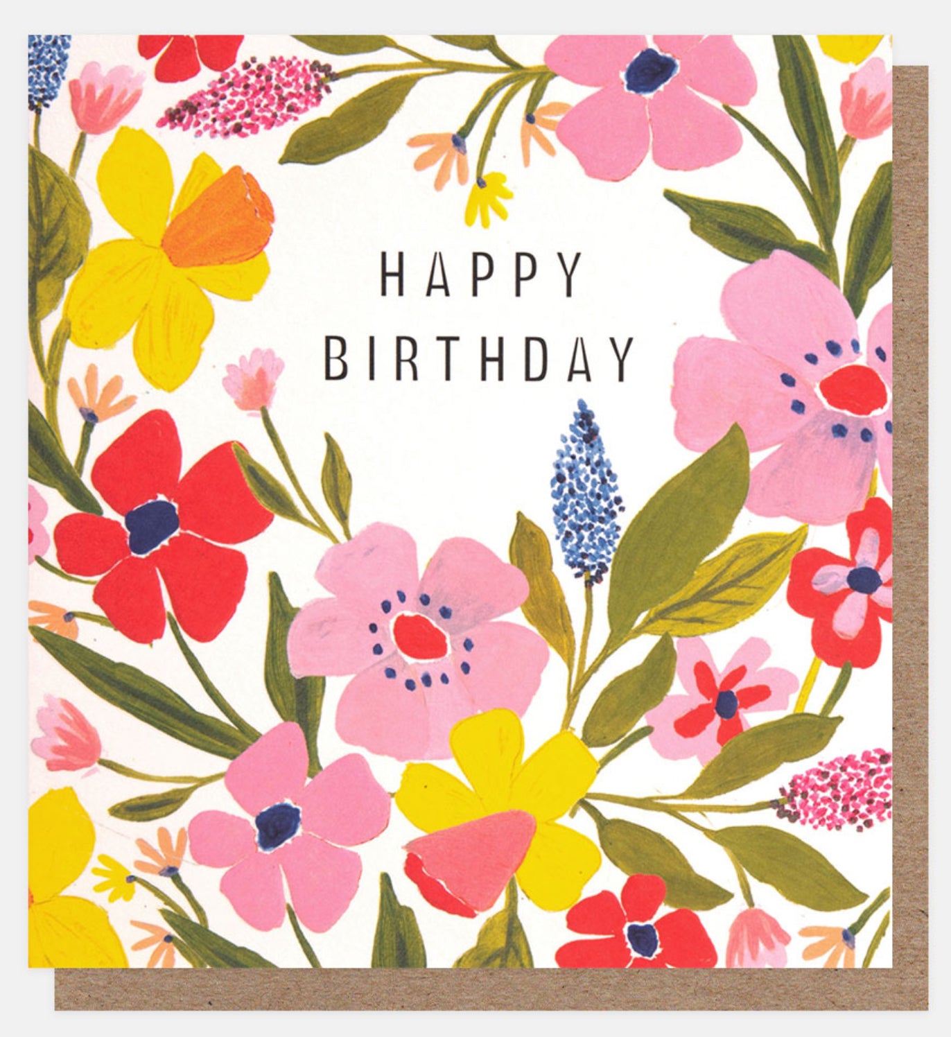 Happy Birthday Pink and Yellow Floral