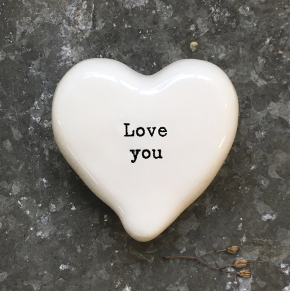 White Heart Token Pebble - Love You