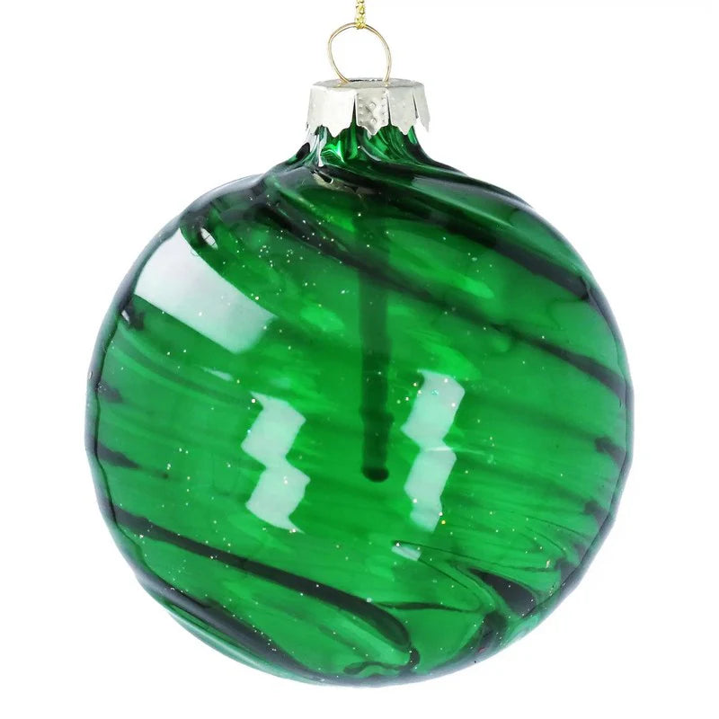 Clear green glass swirl bauble