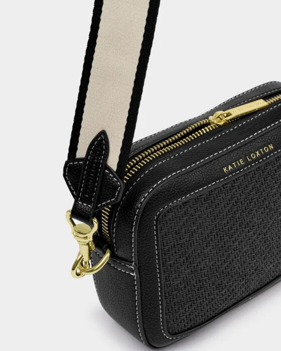 AVERY RAFFIA SMALL CROSSBODY BAG | BLACK