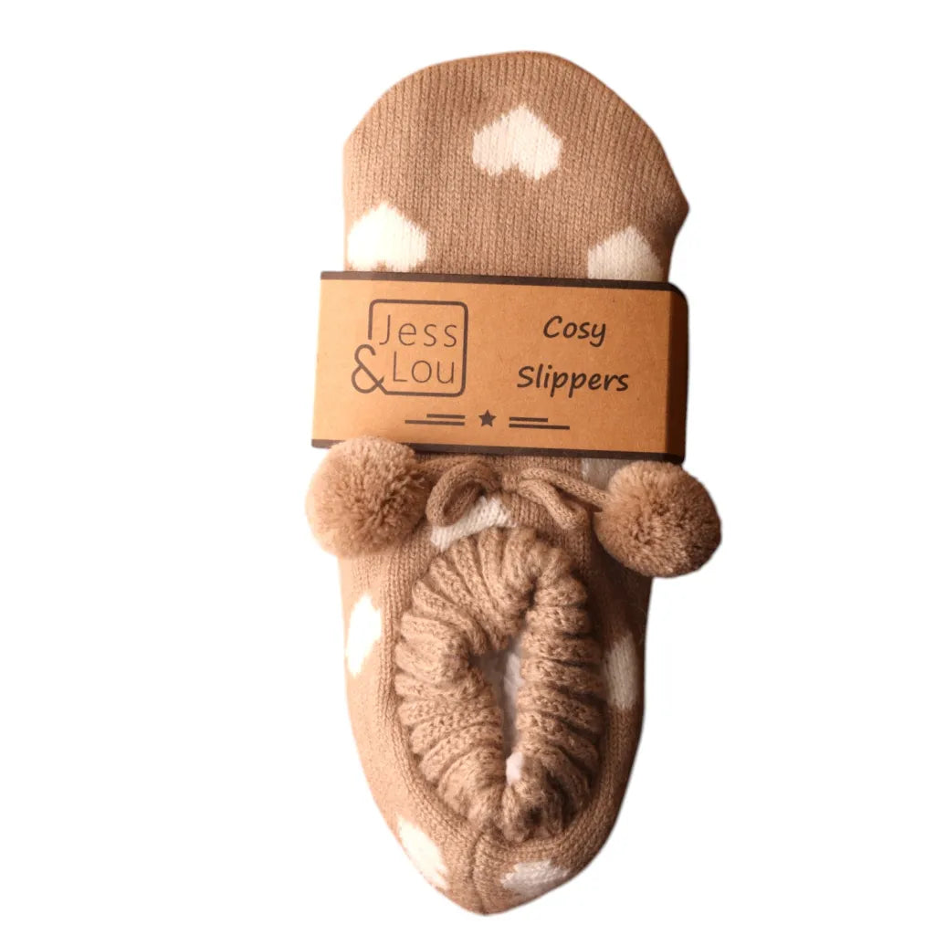 Beige & White Cosy Slippers