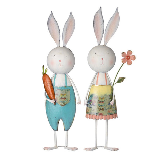 RABBITS WITH CARROT AND FLOWER
