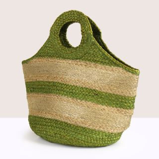 GREEN & NATURAL JUTE HANDBAG
