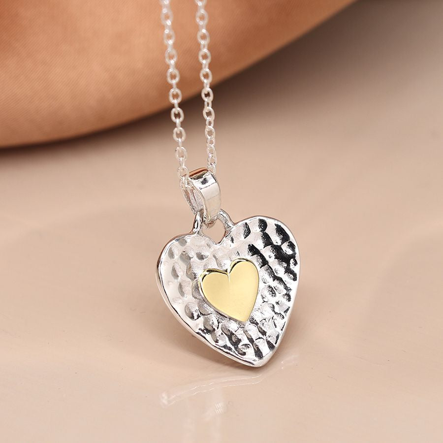 Sterling Silver Hammered Heart Pendent