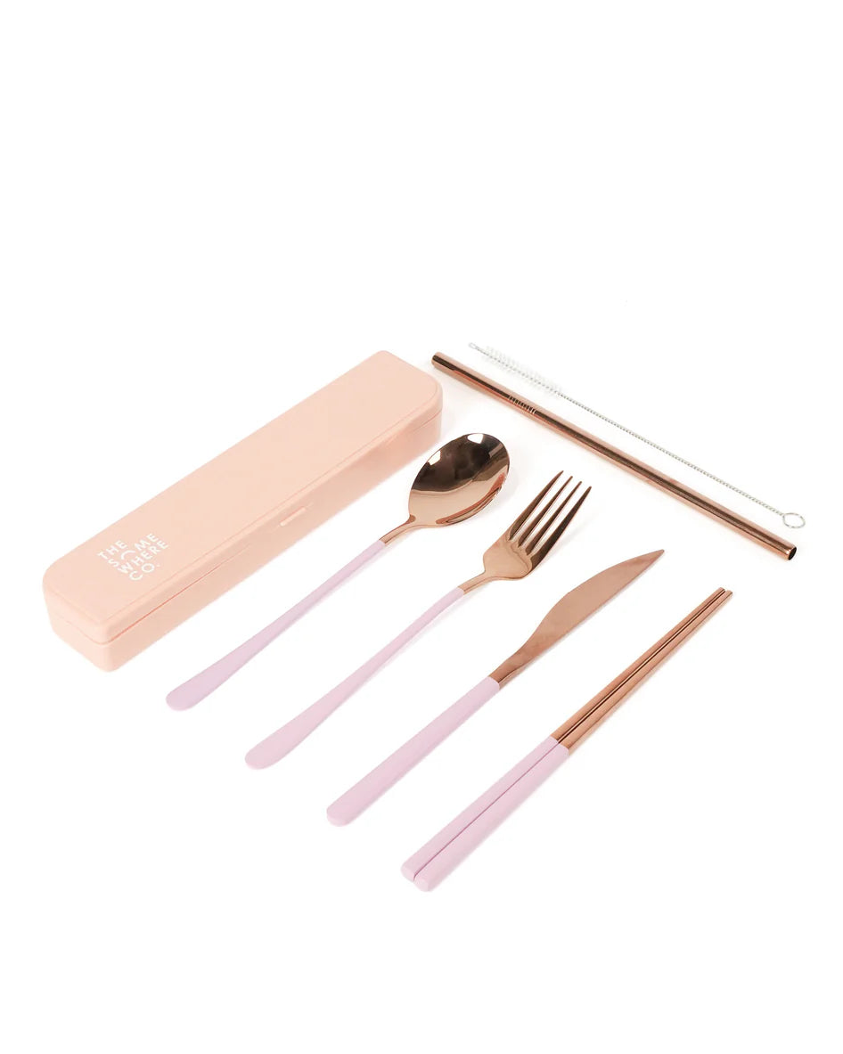 Take Me Away Cutlery Kit - Gold with Lilac Handle