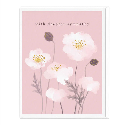 Pink Poppy Sympathy Card