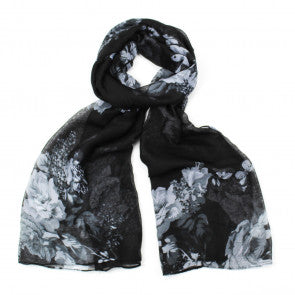 Black floral scarf