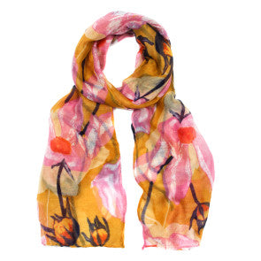 Pink/orange large flower scarf