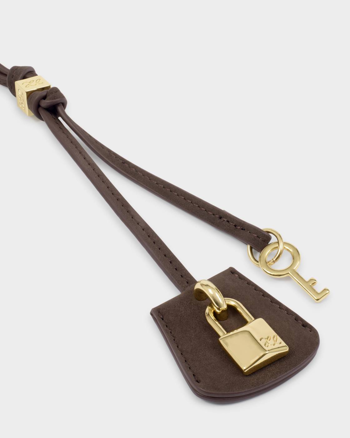 Heritage Bag Charm Chocolate Suedette